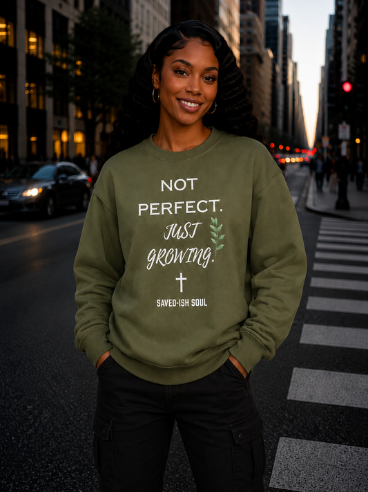 Saved-ish Soul “Not Perfect, Just Growing” Oversized Sweatshirt