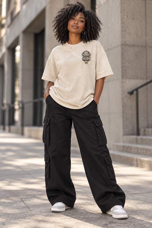 Saved-ish Soul "Saved By Grace" Snow Washed Oversized T-Shirt