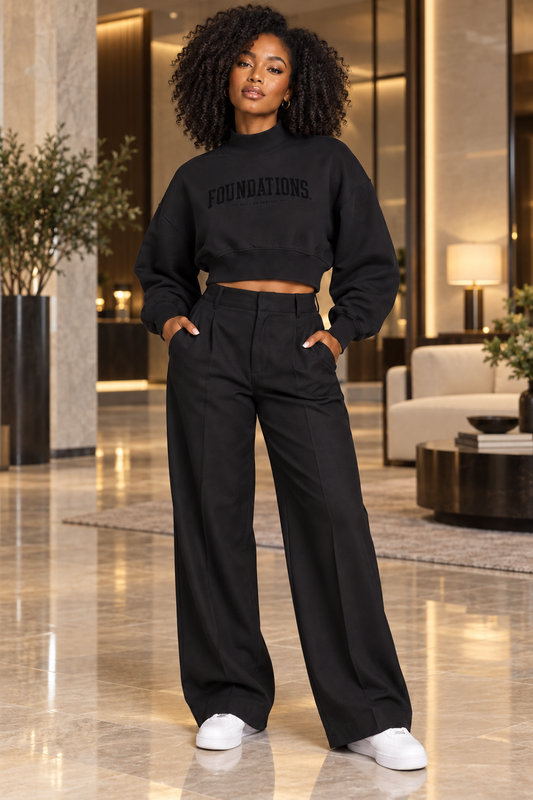 Saved-ish Soul "Foundations" Crop Mock Neck Sweatshirt