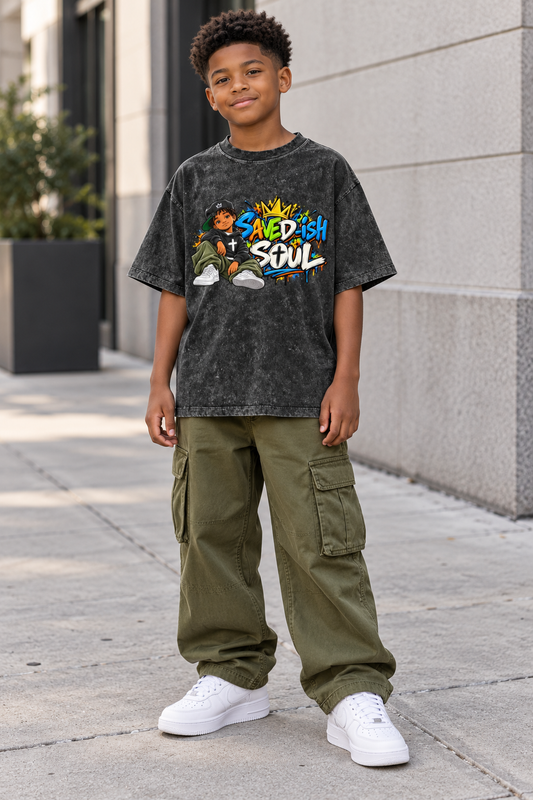Saved-ish Soul Snow Washed Kids' T-Shirt