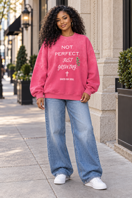 Saved-ish Soul "Not Perfect Just Growing" Sunfade Sweatshirt