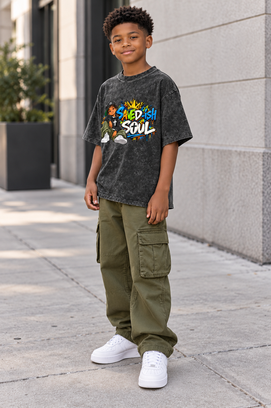 Saved-ish Soul Snow Washed Kids' T-Shirt