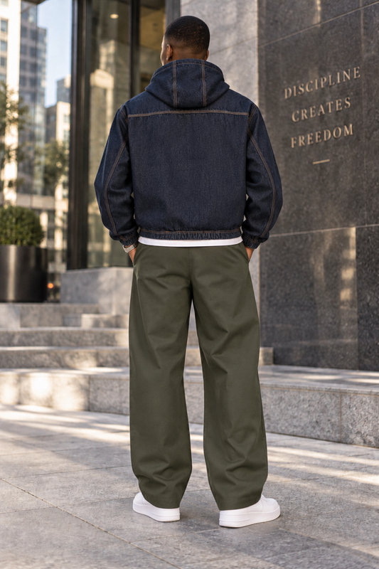 Saved-ish Soul "Foundations" Boxy Vintage Wash Hooded Denim Jacket
