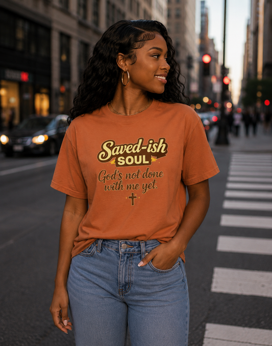 Saved-ish Soul "God's Not Done With Me Yet" T-Shirt