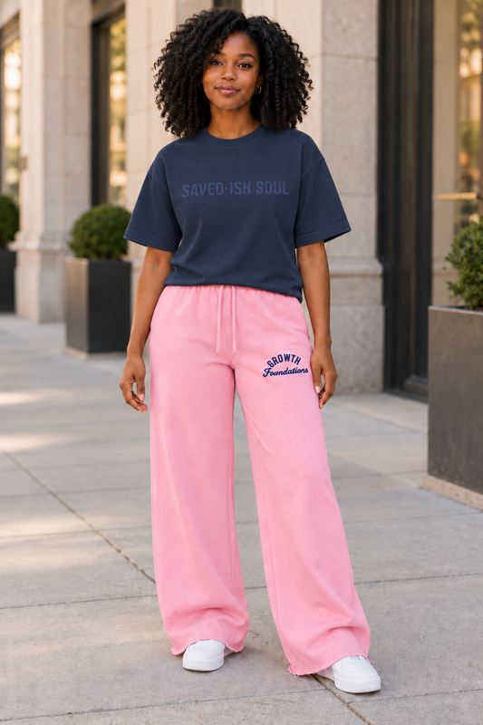 Saved-ish Soul "Foundations" Wide Leg Raw Edge Sweatpants