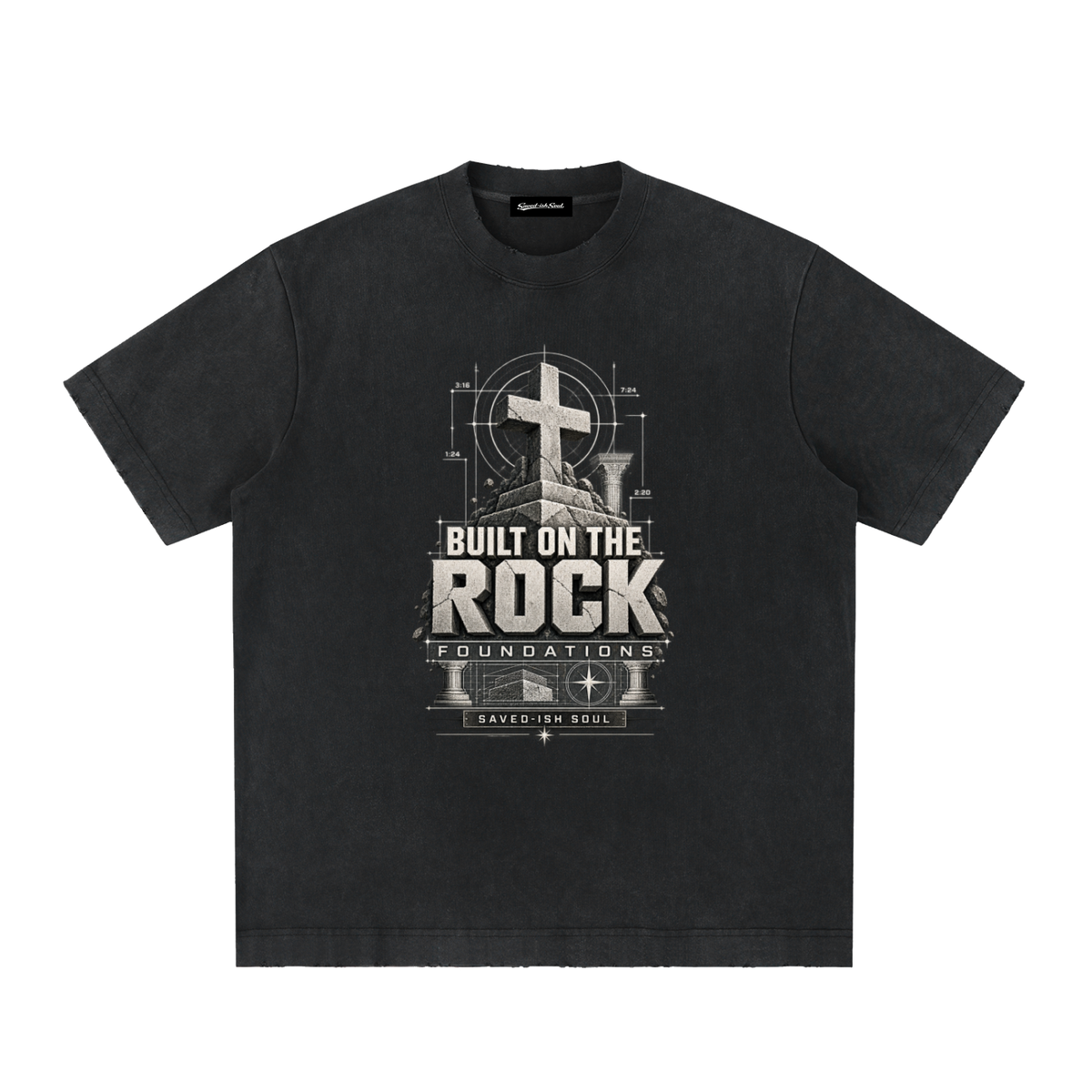 Saved-ish Soul "Built on the Rock" Vintage Washed Frayed T-Shirt