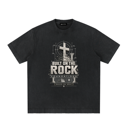 Saved-ish Soul "Built on the Rock" Vintage Washed Frayed T-Shirt