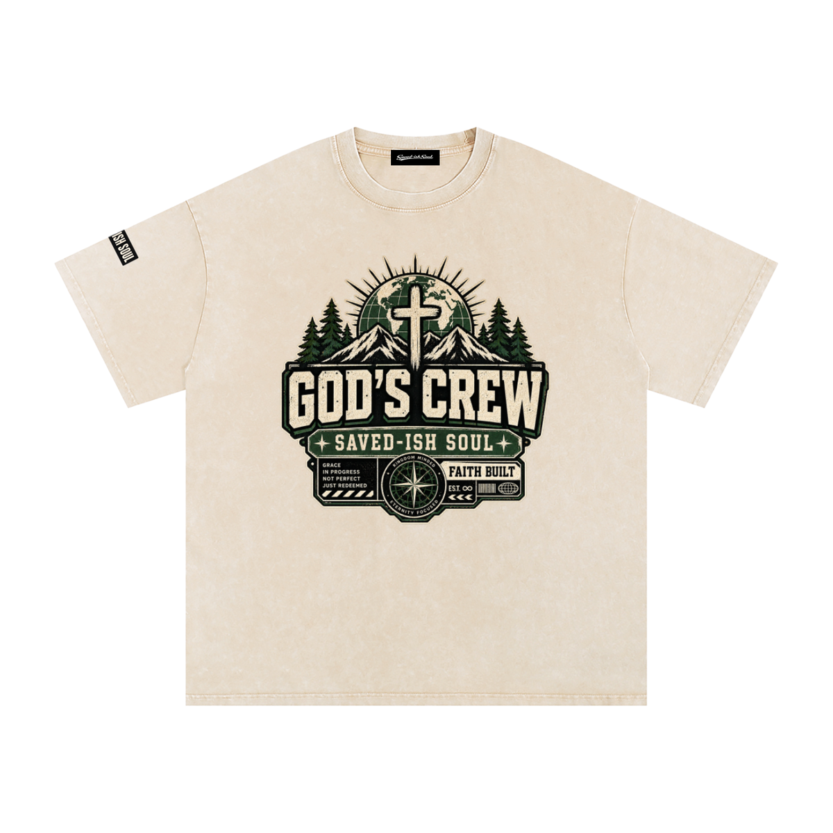 Saved-ish Soul "God's Crew" Snow Washed Oversized T-Shirt