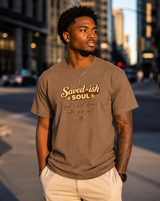 Saved-ish Soul "God's Not Done With Me Yet" T-Shirt