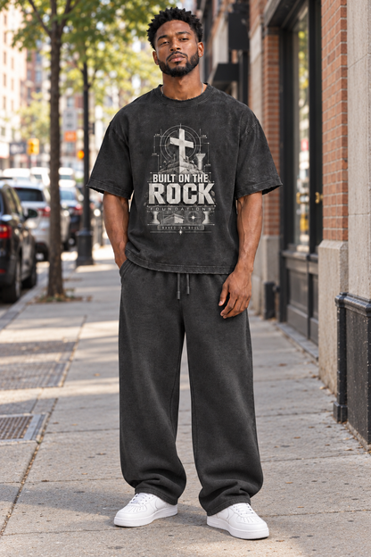 Saved-ish Soul "Built on the Rock" Vintage Washed Frayed T-Shirt