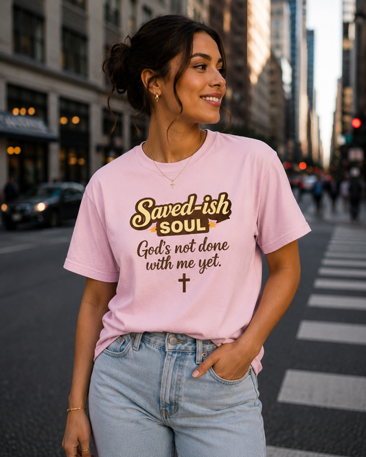 Saved-ish Soul "God's Not Done With Me Yet" T-Shirt