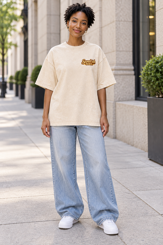 Saved-ish Soul "Faith, Grace, Growth" Snow Washed Oversized T-Shirt