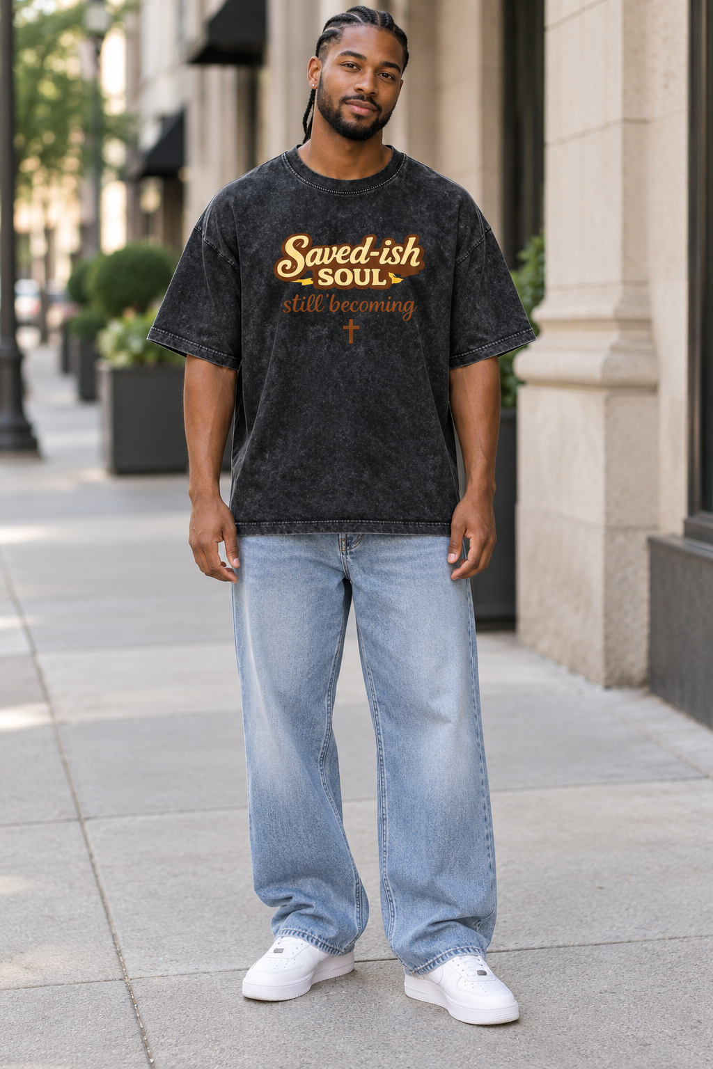 Saved-ish Soul "Still Becoming" Snow Washed Oversized T-Shirt
