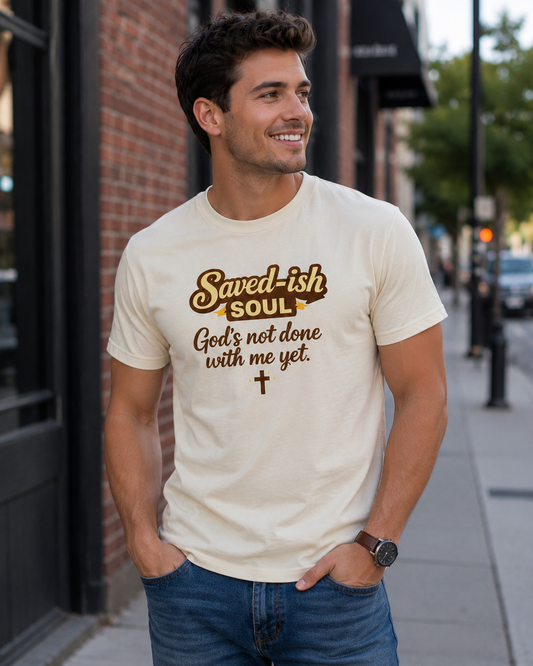 Saved-ish Soul "God's Not Done With Me Yet" T-Shirt