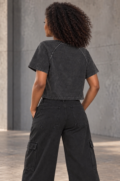 Saved-ish Soul "Foundations" Mineral Wash Raglan Crop T-Shirt