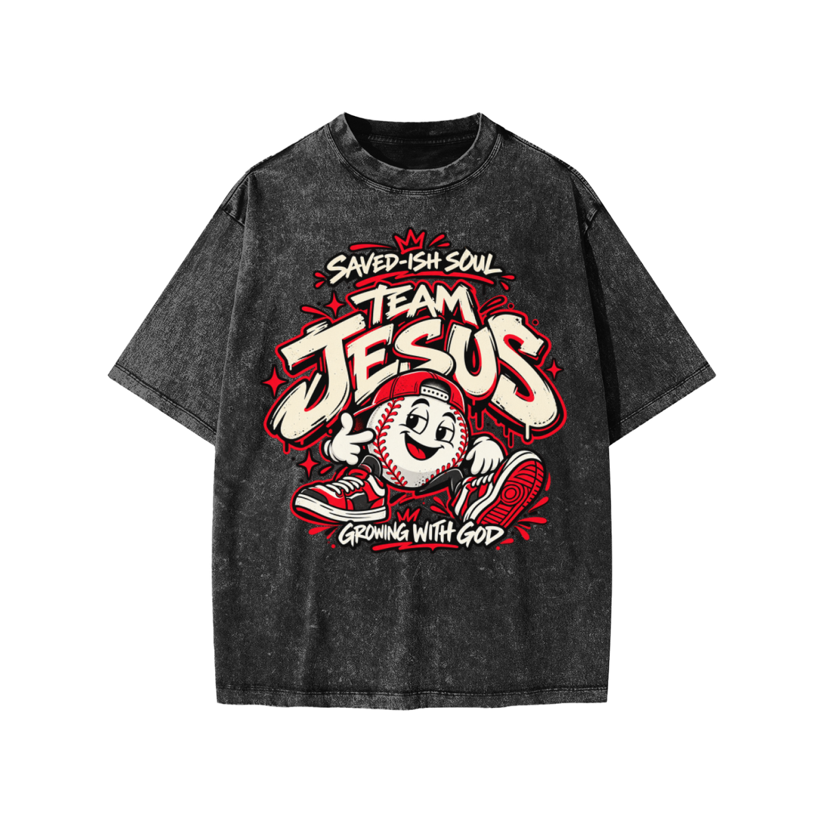 Saved-ish Soul "Team Jesus" Snow Washed Kids' T-Shirt