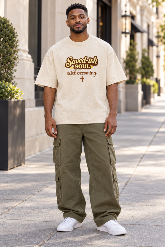 Saved-ish Soul "Still Becoming" Snow Washed Oversized T-Shirt
