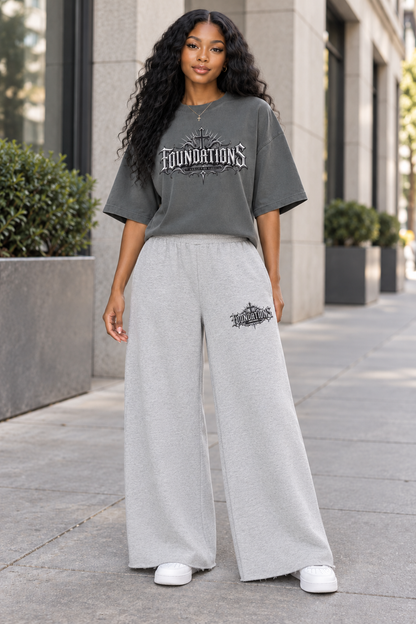 Saved-ish Soul "Foundations" Raw Edge Wide Leg Sweatpants