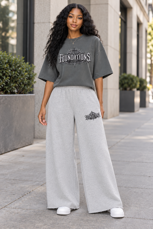 Saved-ish Soul "Foundations" Raw Edge Wide Leg Sweatpants