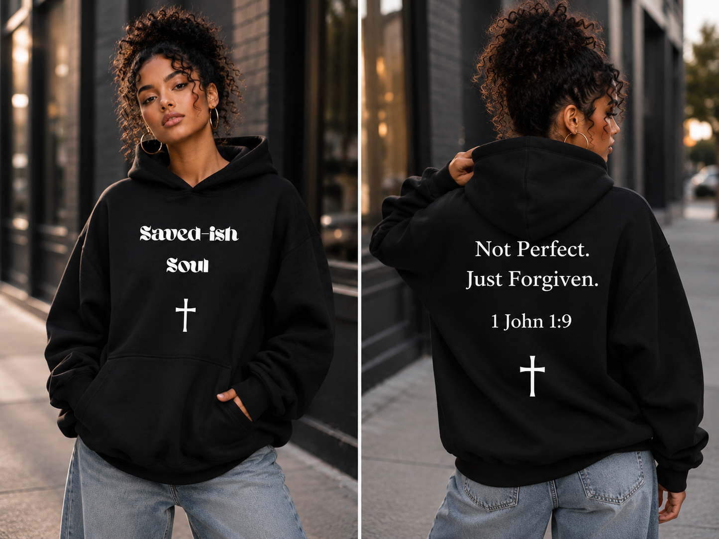 Saved-ish Soul “Not Perfect, Just Forgiven” Oversized Hoodie