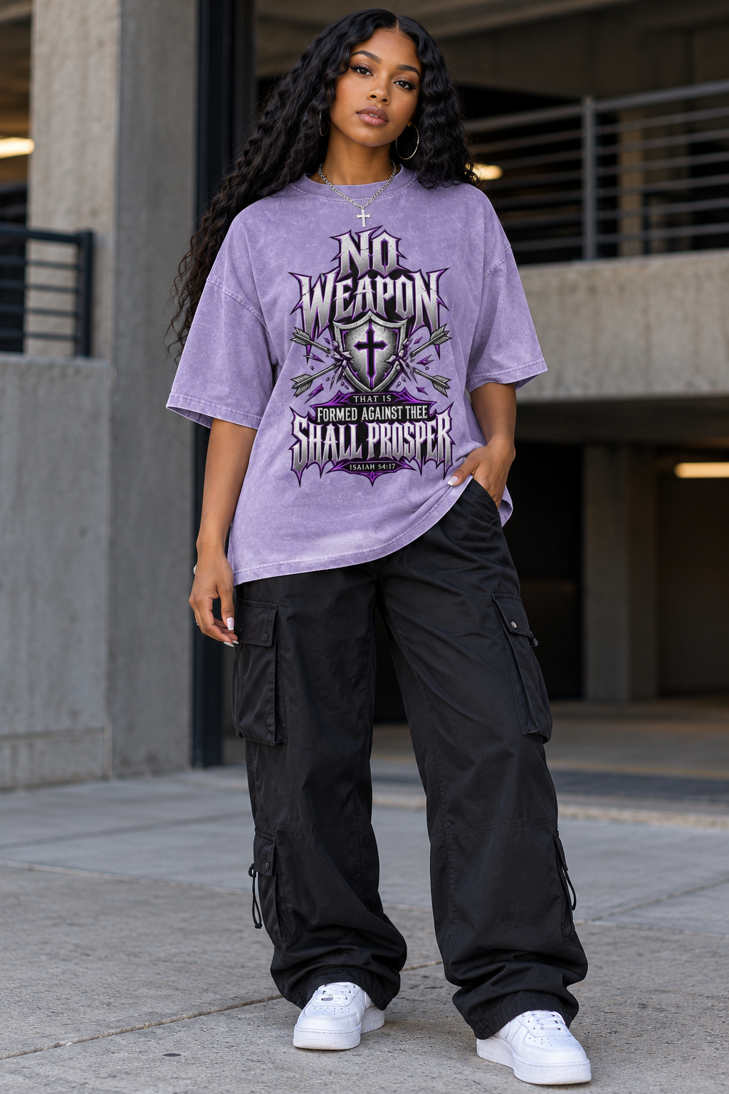 Saved-ish Soul "No Weapons" Snow Washed Oversized T-Shirt