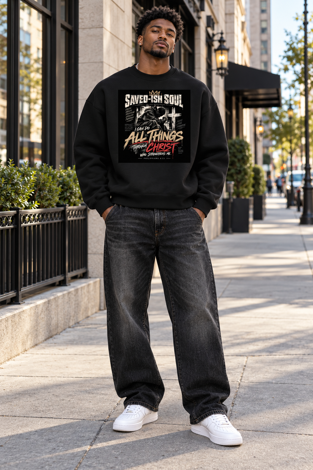 Saved-ish Soul "Philippians 4:13" Boxy Fleece Sweatshirt