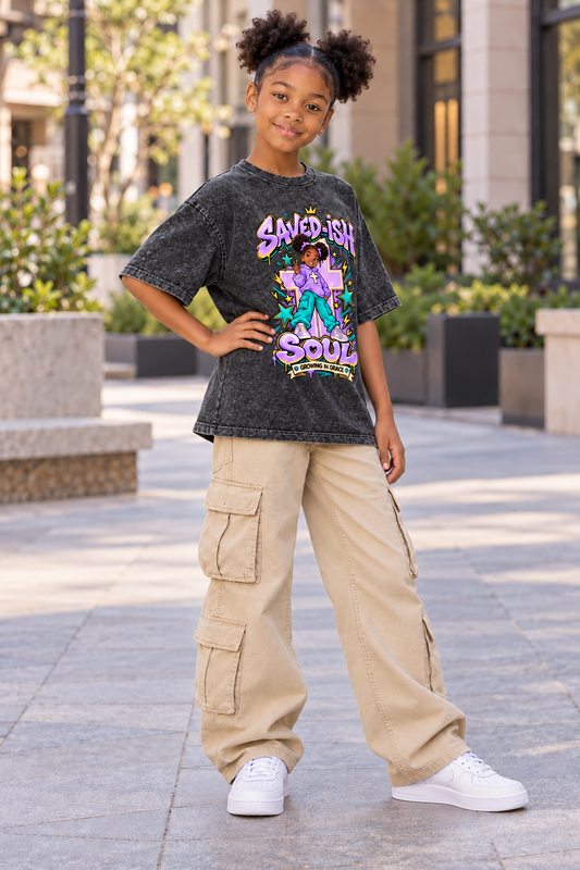 Saved-ish Soul "Growing in Grace" Snow Washed Kids' T-Shirt