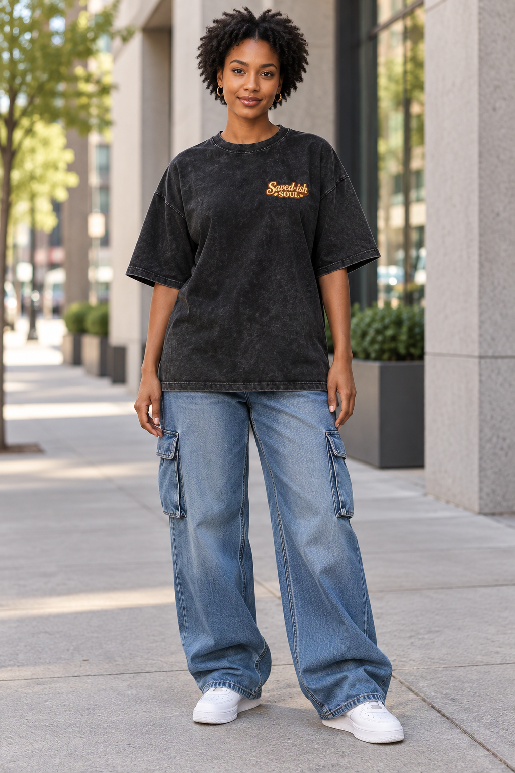Saved-ish Soul "Faith, Grace, Growth" Snow Washed Oversized T-Shirt