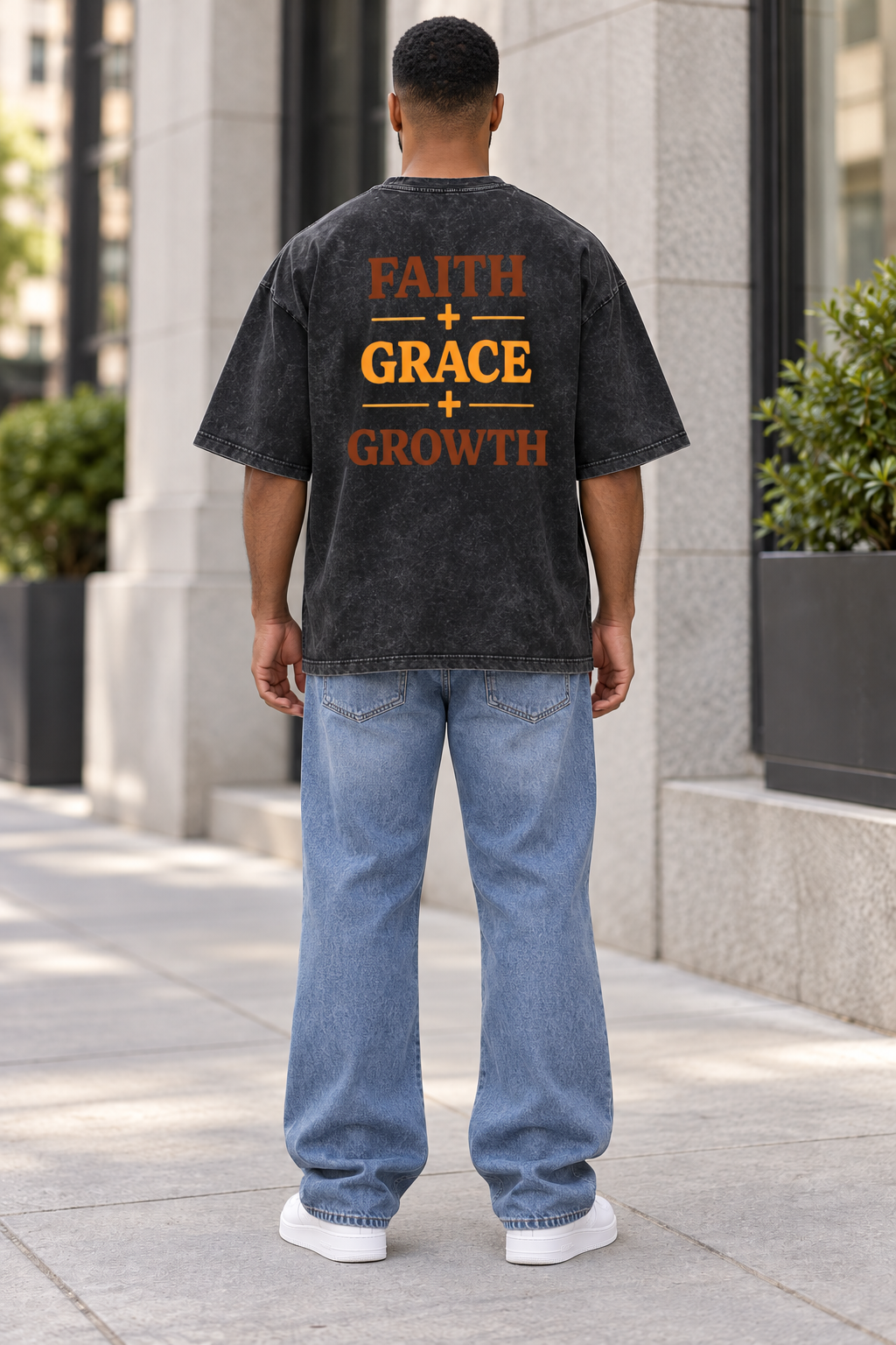 Saved-ish Soul "Faith, Grace, Growth" Snow Washed Oversized T-Shirt