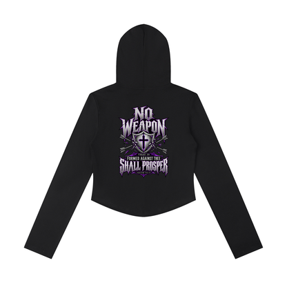 Saved-ish Soul "No Weapons" Women's Slim Cropped Hoodie