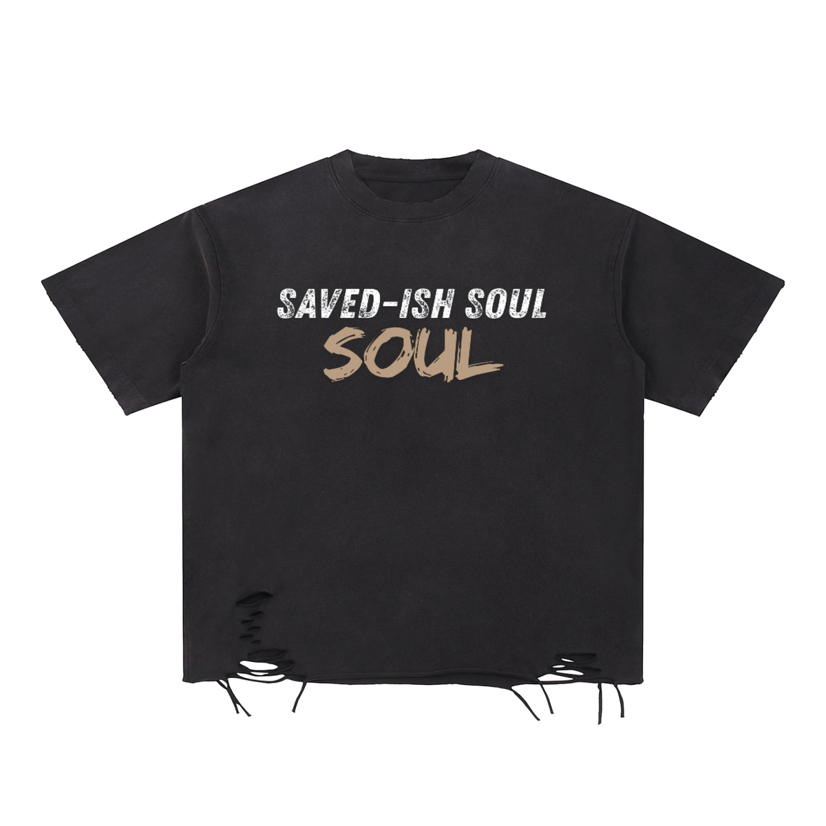 Saved-ish Soul Snow Washed Raw-Hem T-Shirt