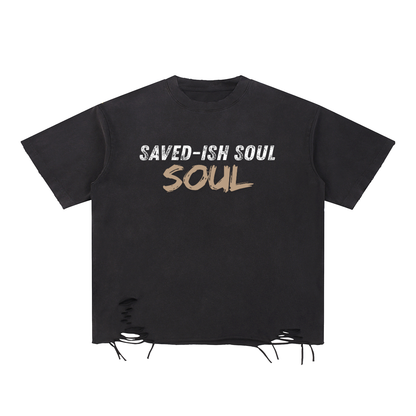 Saved-ish Soul Snow Washed Raw-Hem T-Shirt