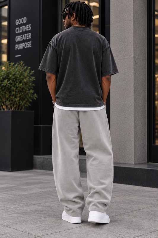Saved-ish Soul Vintage Wash Barrel Leg Fleece Sweatpants
