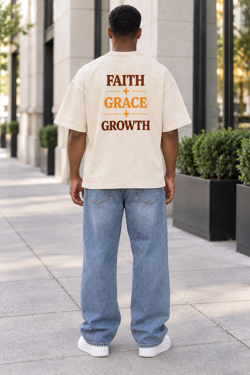 Saved-ish Soul "Faith, Grace, Growth" Snow Washed Oversized T-Shirt