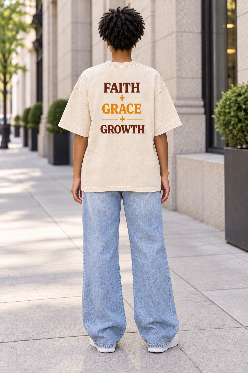 Saved-ish Soul "Faith, Grace, Growth" Snow Washed Oversized T-Shirt