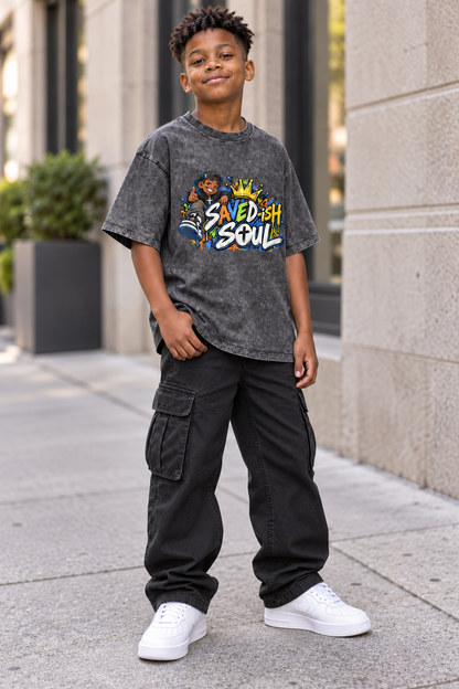Saved-ish Soul Snow Washed Kids' T-Shirt