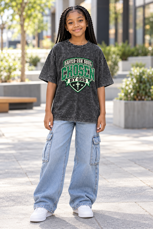Saved-ish Soul "Chosen By God" Snow Washed Kids' T-Shirt
