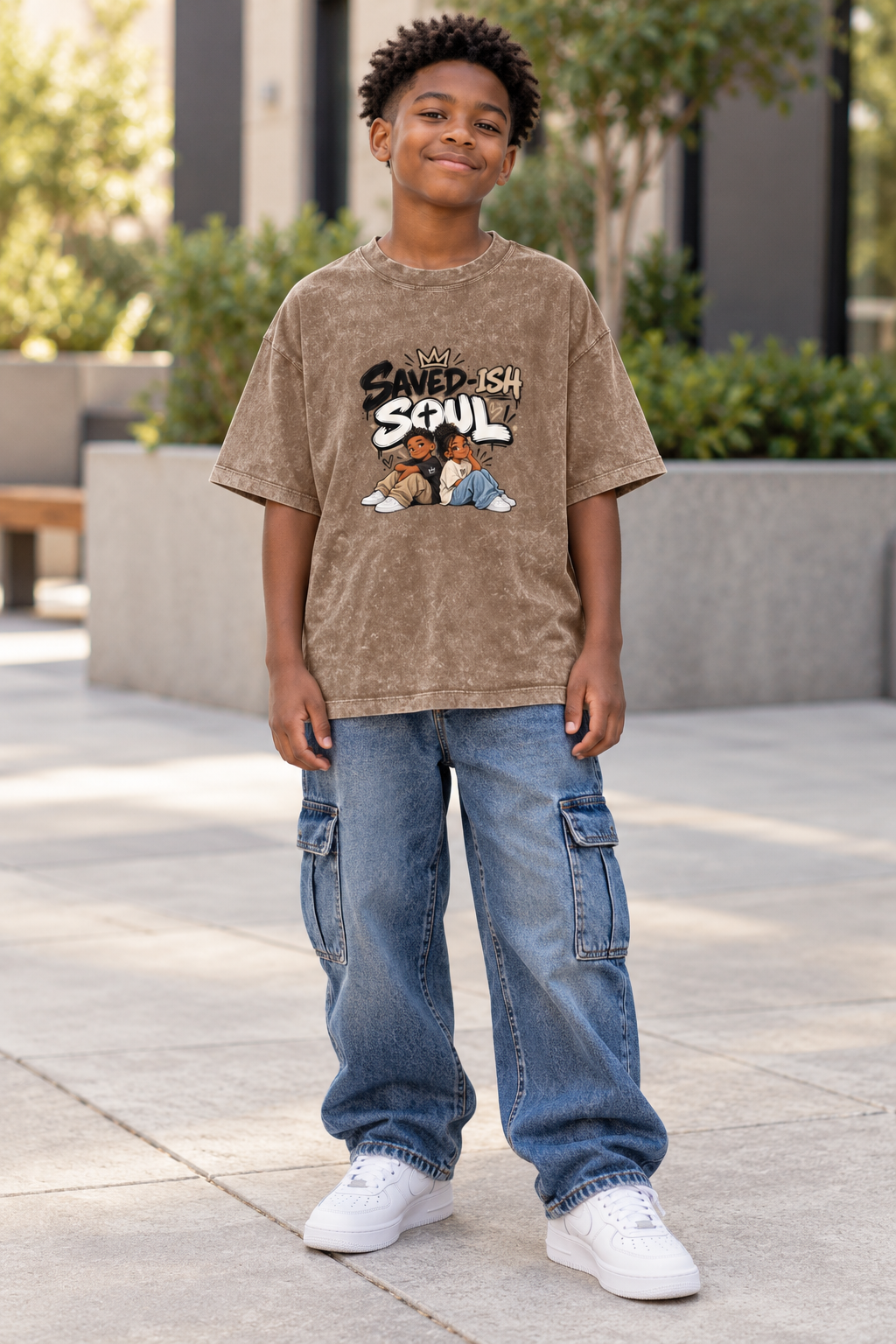 Saved-ish Soul Snow Washed Kids' T-Shirt