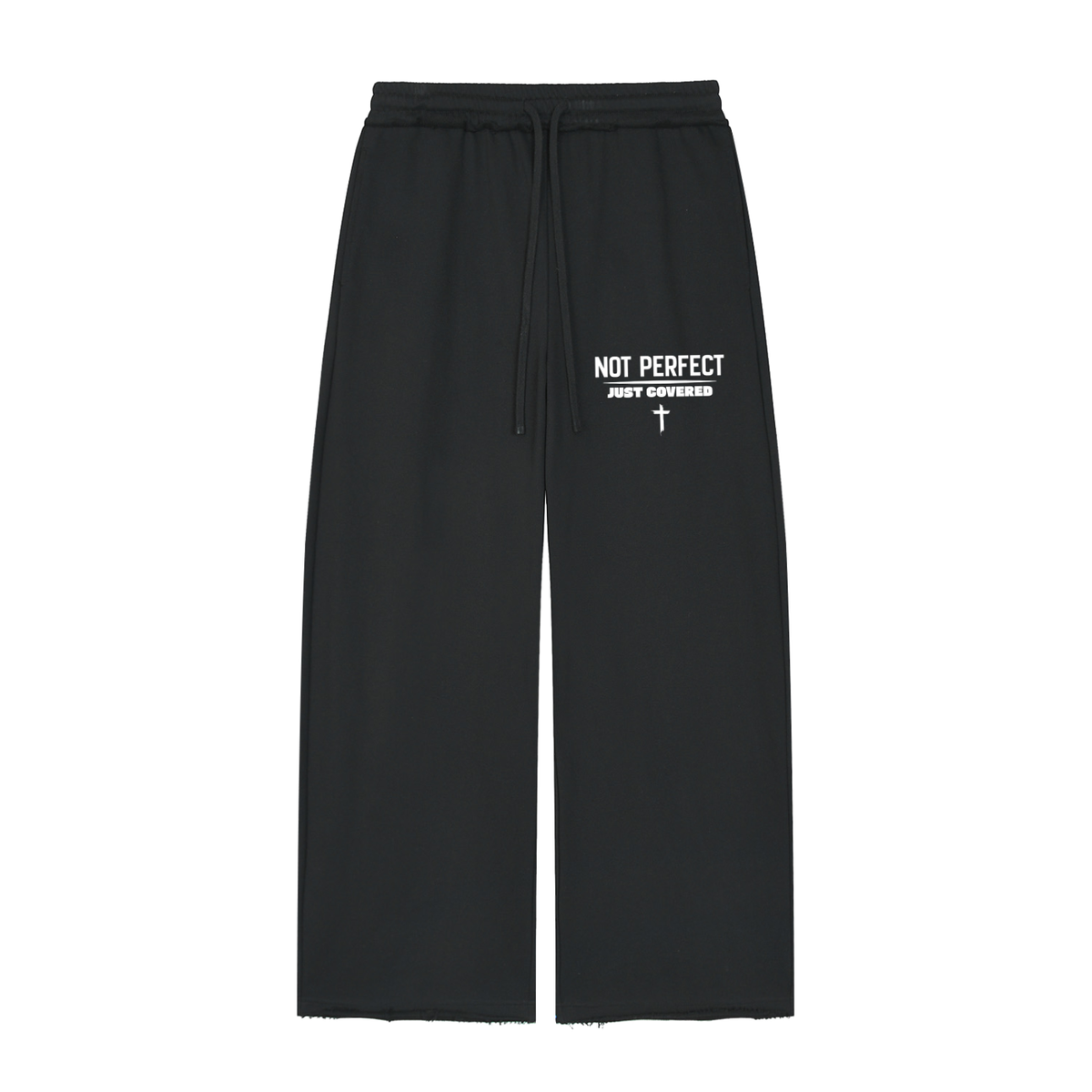 Saved-ish Soul "Not Perfect" Wide Leg Raw Edge Sweatpants