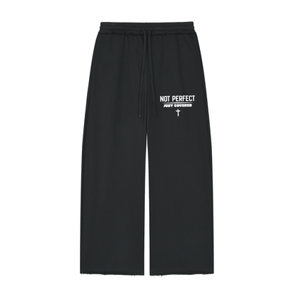 Saved-ish Soul "Not Perfect" Wide Leg Raw Edge Sweatpants