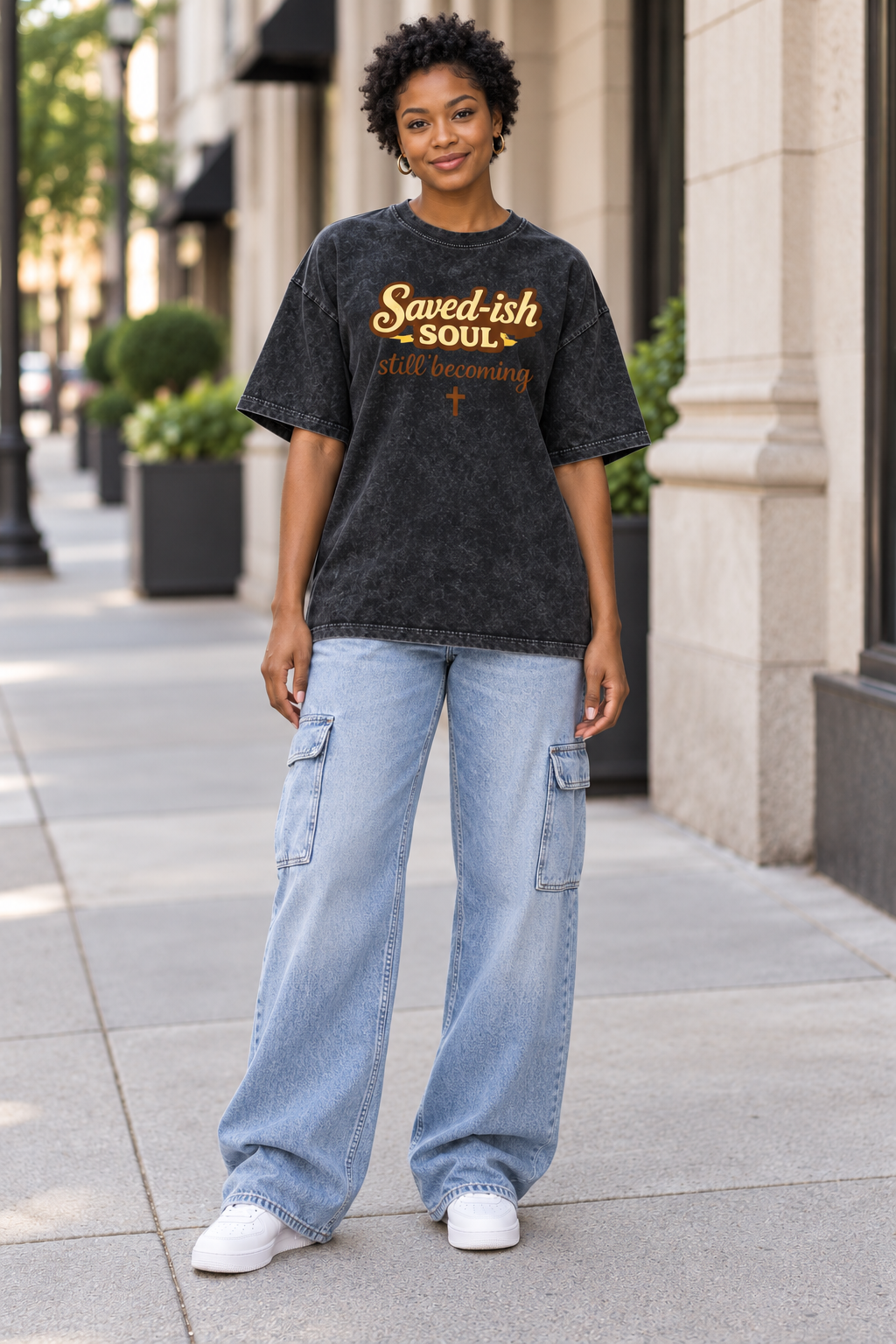 Saved-ish Soul "Still Becoming" Snow Washed Oversized T-Shirt