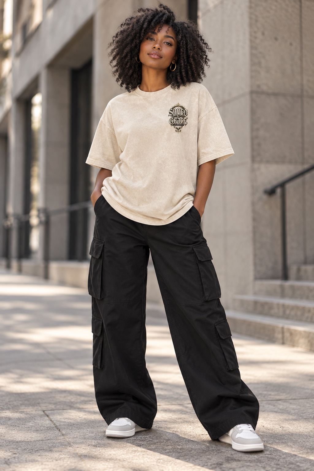 Saved-ish Soul "Saved By Grace" Snow Washed Oversized T-Shirt