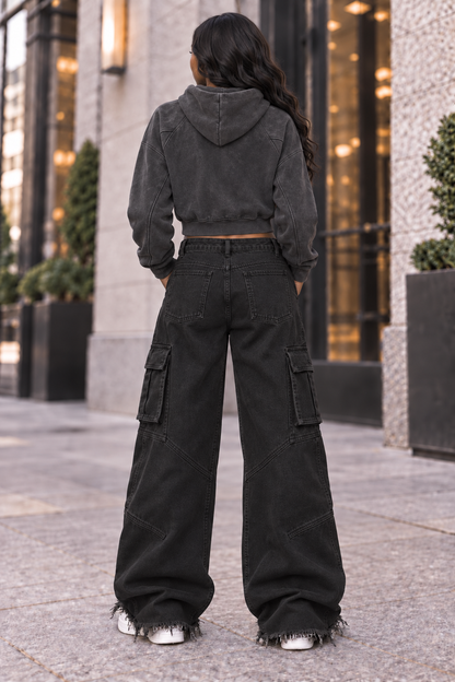 Saved-ish Soul "Foundations" Snow Washed Cropped Hoodie