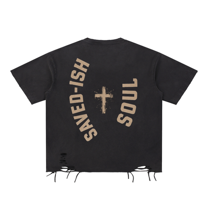 Saved-ish Soul Snow Washed Raw-Hem T-Shirt