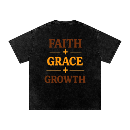 Saved-ish Soul "Faith, Grace, Growth" Snow Washed Oversized T-Shirt