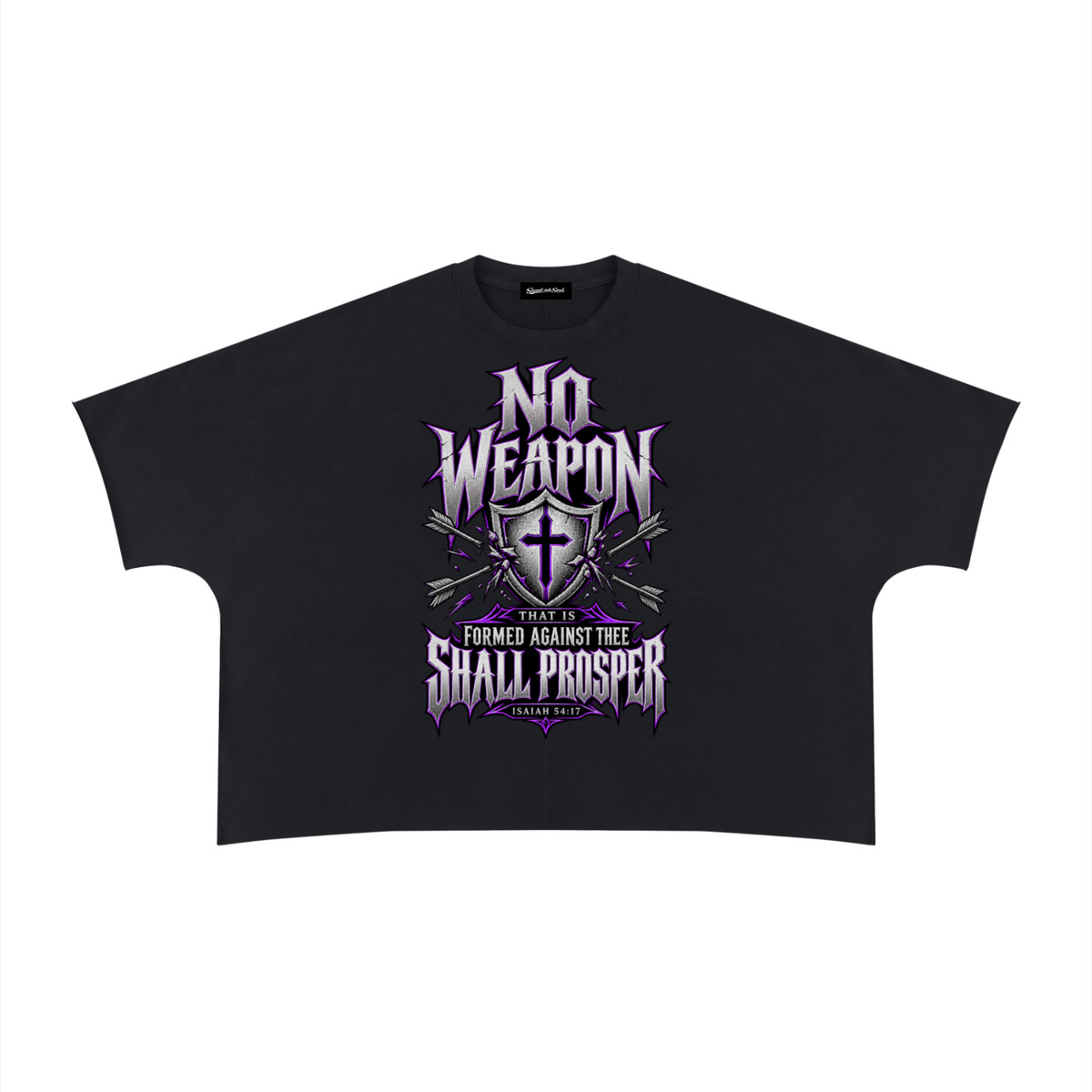 Saved-ish Soul "No Weapons" Boxy Raw Edge T-Shirt
