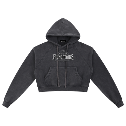 Saved-ish Soul "Foundations" Snow Washed Cropped Hoodie