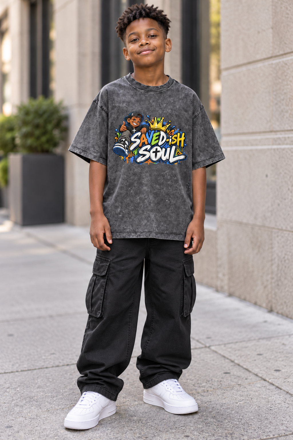 Saved-ish Soul Snow Washed Kids' T-Shirt