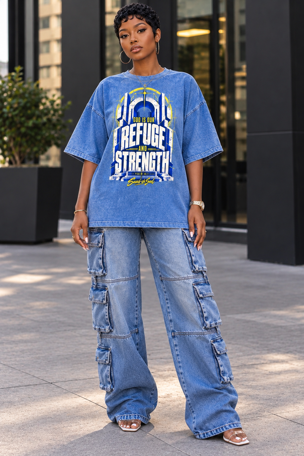 Saved-ish Soul "Psalm 46:1" Snow Washed Oversized T-Shirt