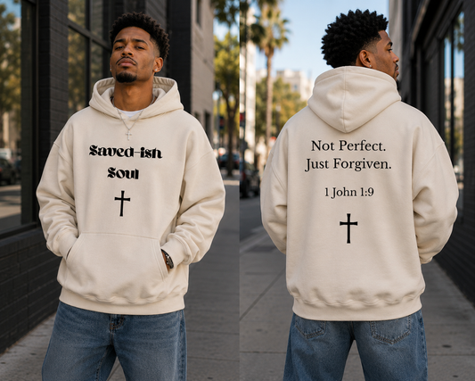 Saved-ish Soul” Not Perfect, Just Forgiven” Oversized Hoodie